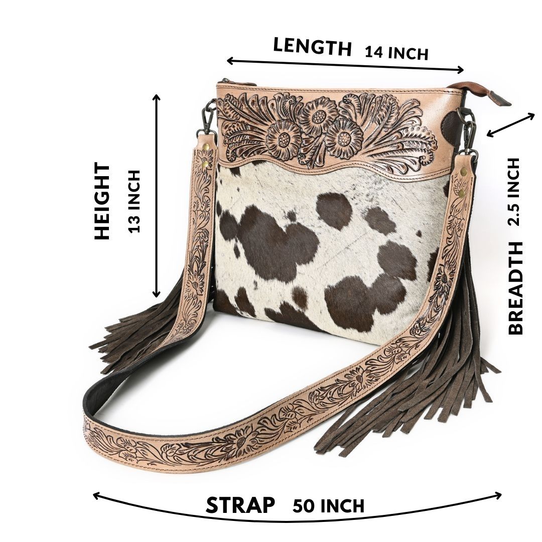 Crimson Handtooled Cowhide Shoulder Bag