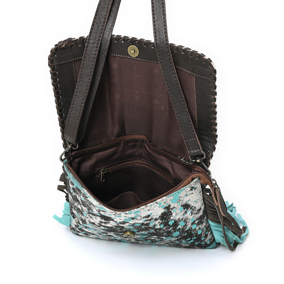 Sansa Turquoise Cincho Cowhide Crossbody Bag