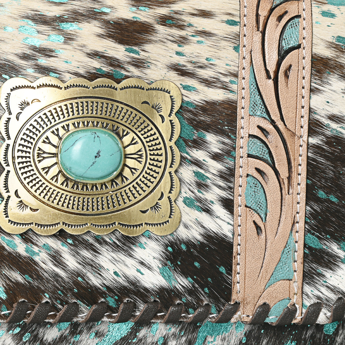 Sansa Turquoise Cincho Cowhide Crossbody Bag