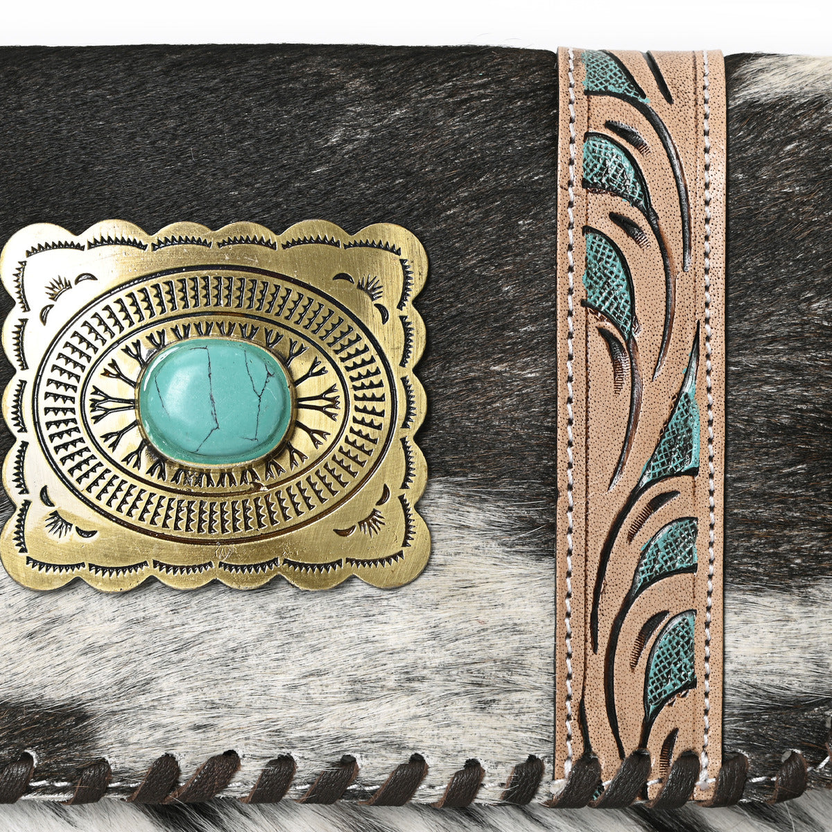 Sansa Turquoise Concho Cowhide Crossbody Bag