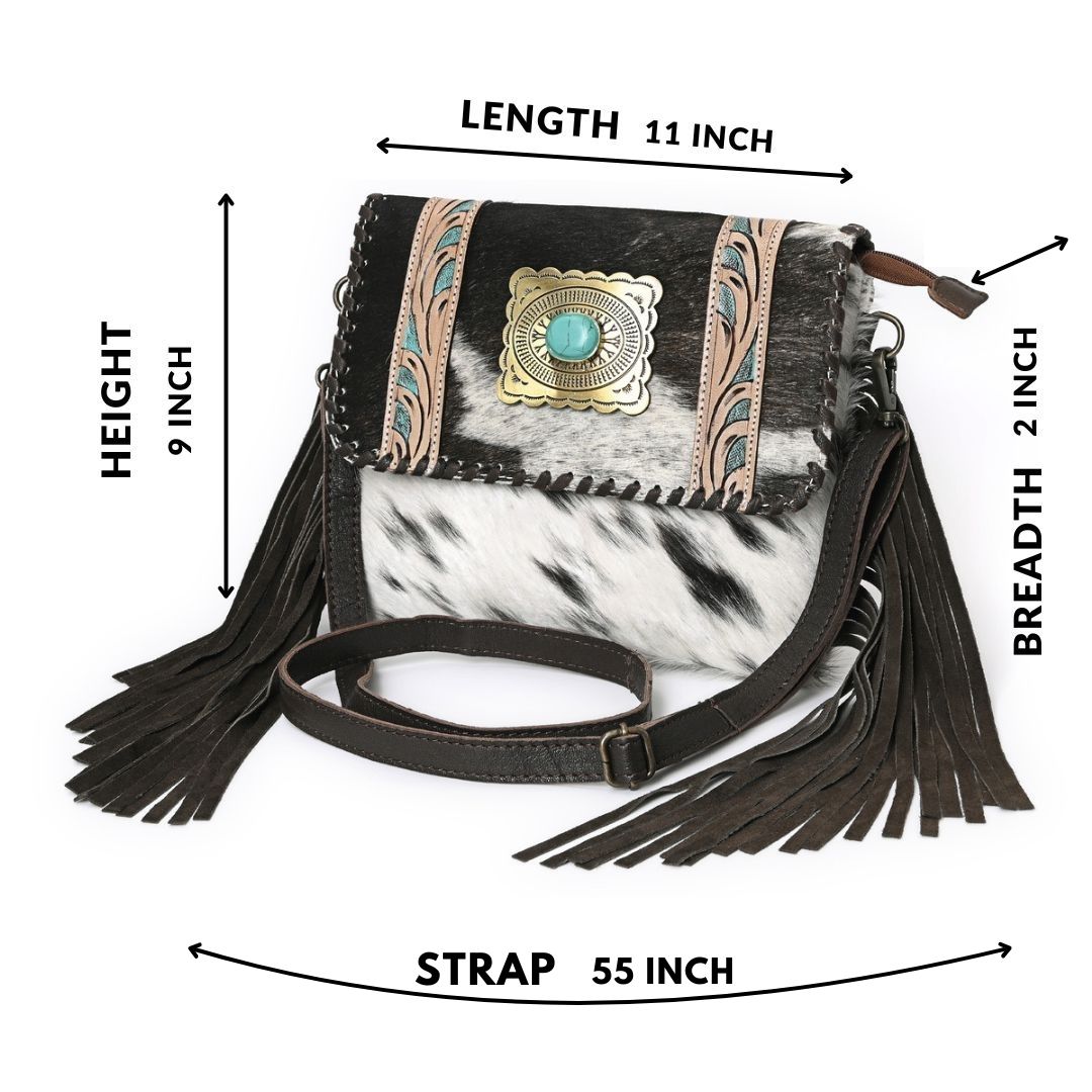 Sansa Turquoise Concho Cowhide Crossbody Bag