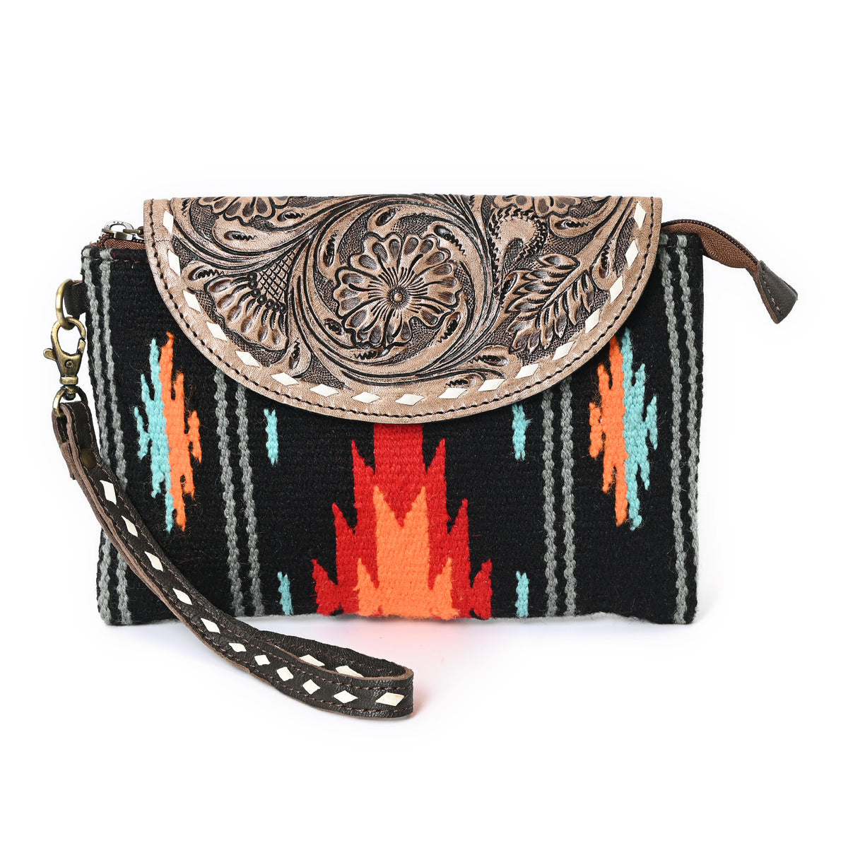 Azteica Saddle Blanket Tooled Bag
