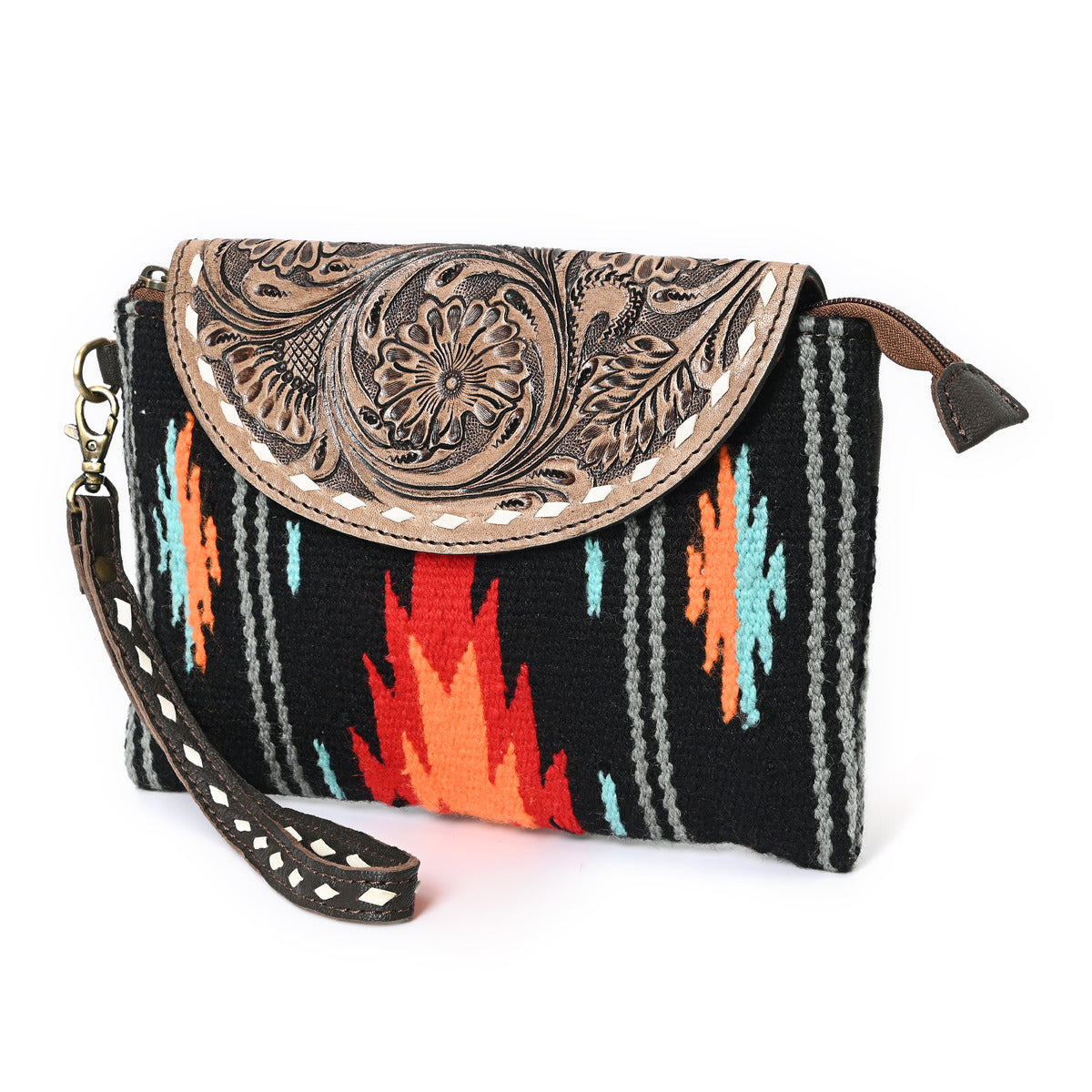 Azteica Saddle Blanket Tooled Bag