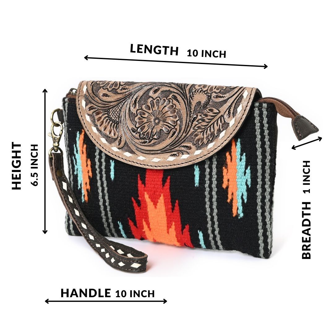 Azteica Saddle Blanket Tooled Bag