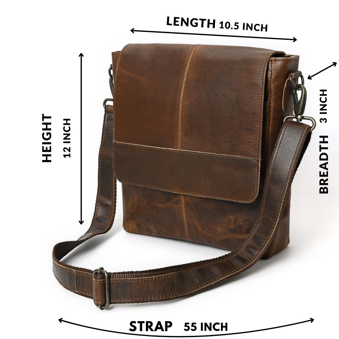Calmra Hunter Leather Messenger Bag
