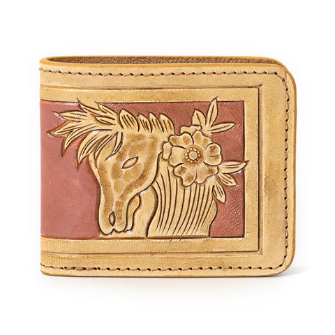 Smokey Horse Handtooled Hipster Wallet