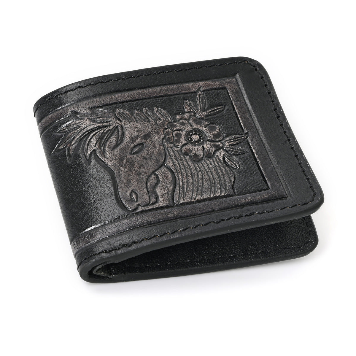 Smokey Horse Handtooled Hipster Wallet