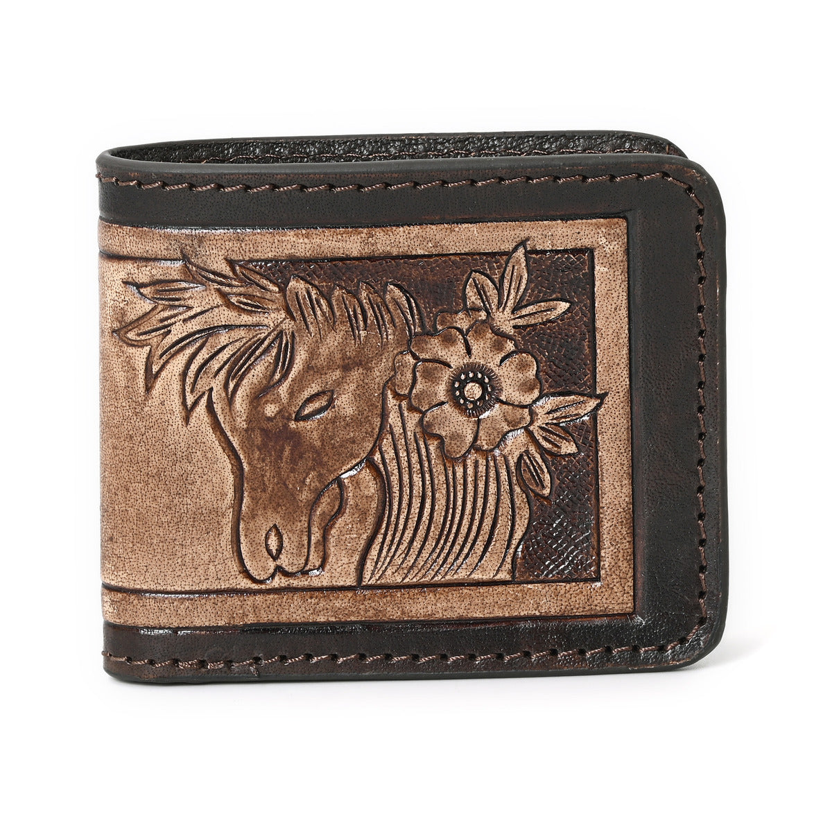 Smokey Horse Handtooled Hipster Wallet