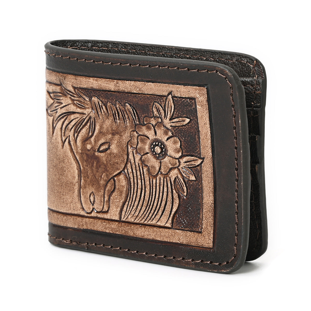 Smokey Horse Handtooled Hipster Wallet