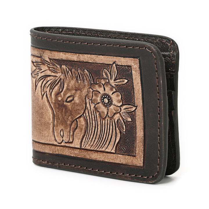 Smokey Horse Handtooled Hipster Wallet