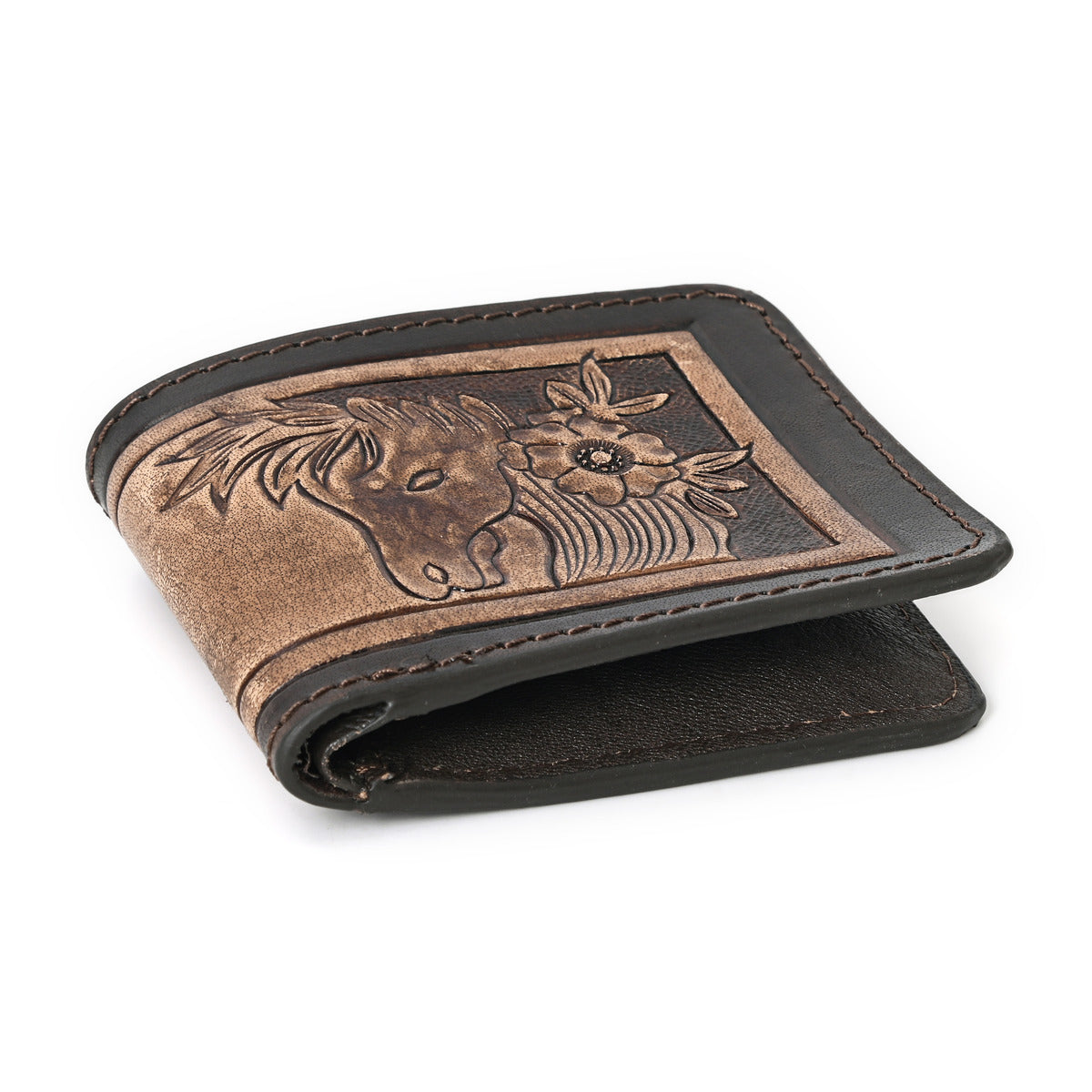 Smokey Horse Handtooled Hipster Wallet