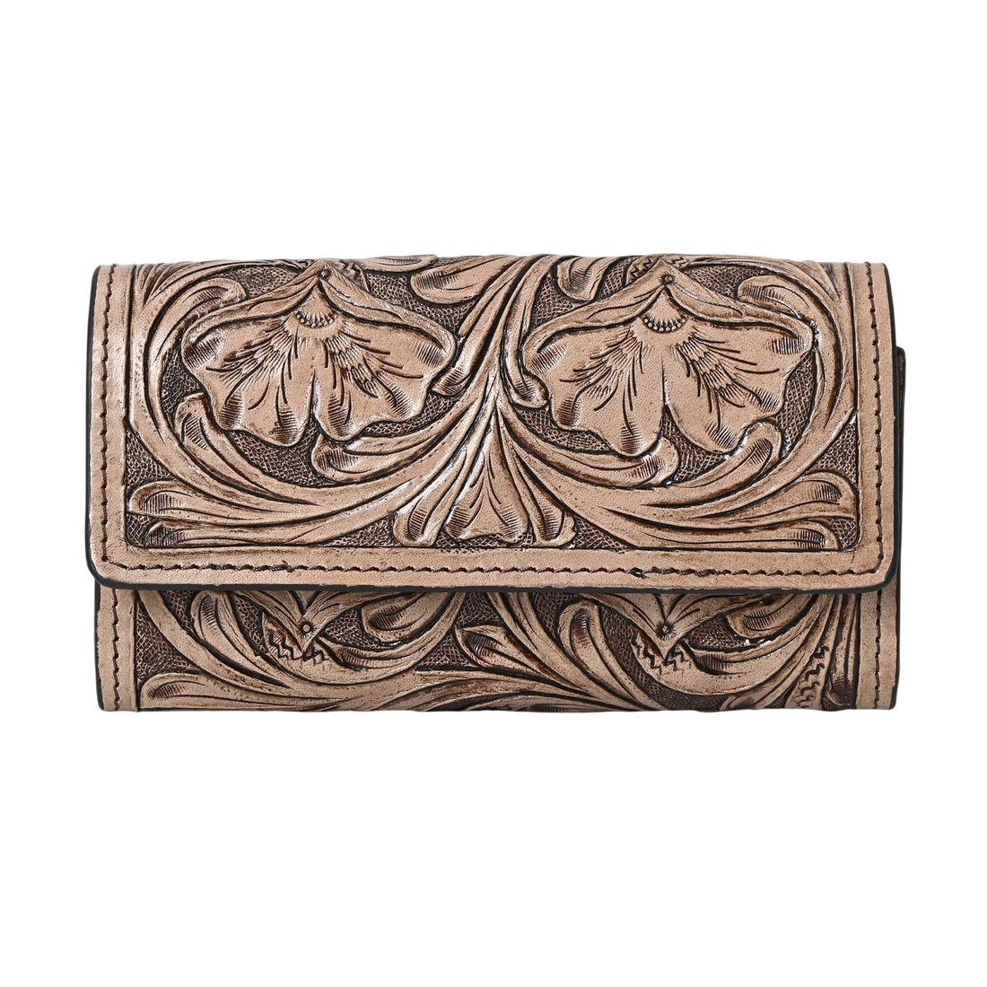 Rayna Brown Tooled Trifold Wallet