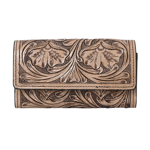 Rayna Brown Tooled Trifold Wallet