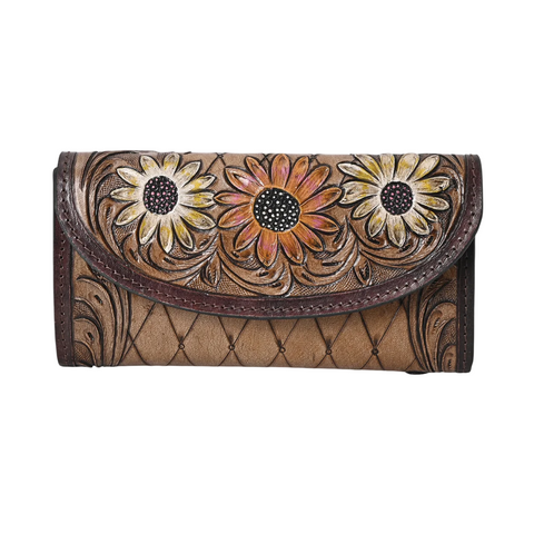 Cutie Brown Flower Tooled Wallet