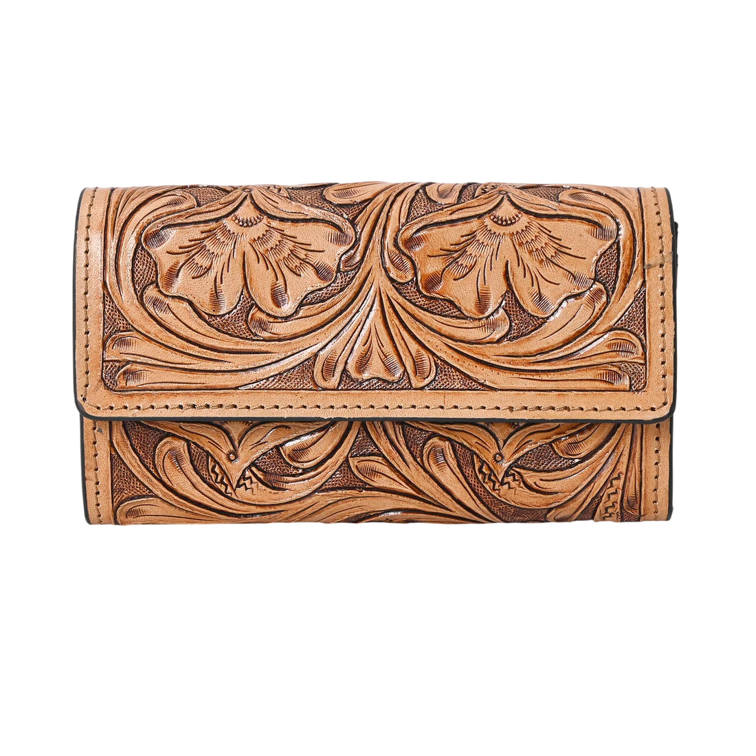Rayna Tan Tooled Trifold Wallet