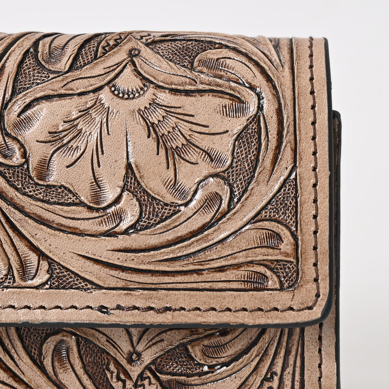 Rayna Brown Tooled Trifold Wallet