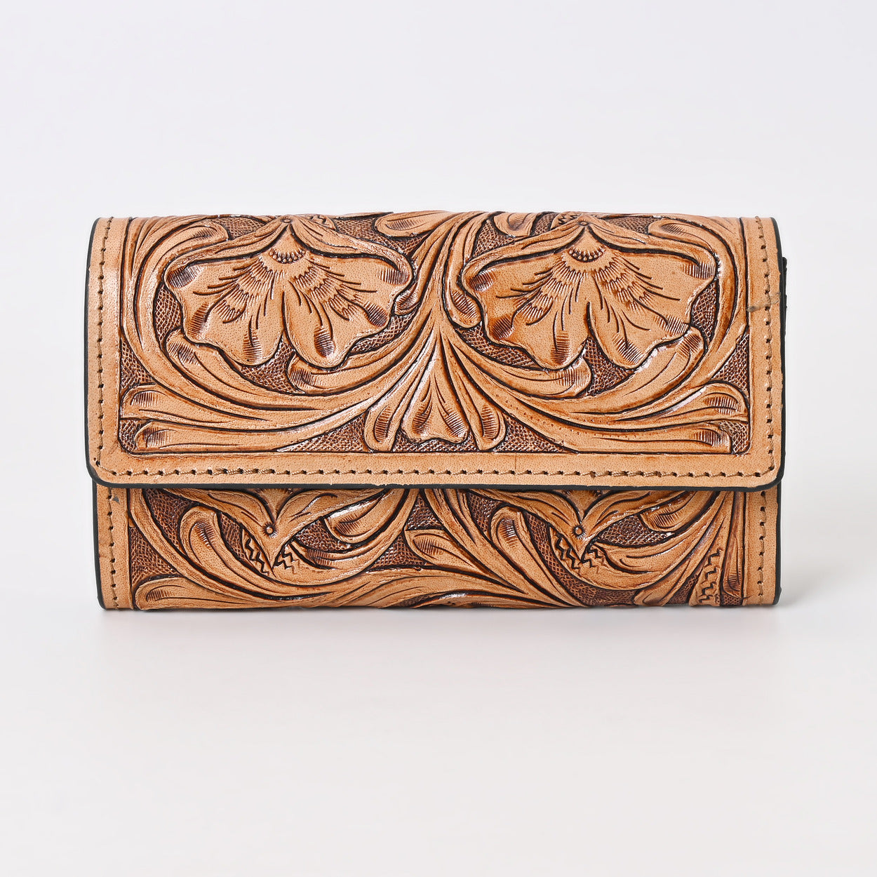 Rayna Tan Tooled Trifold Wallet