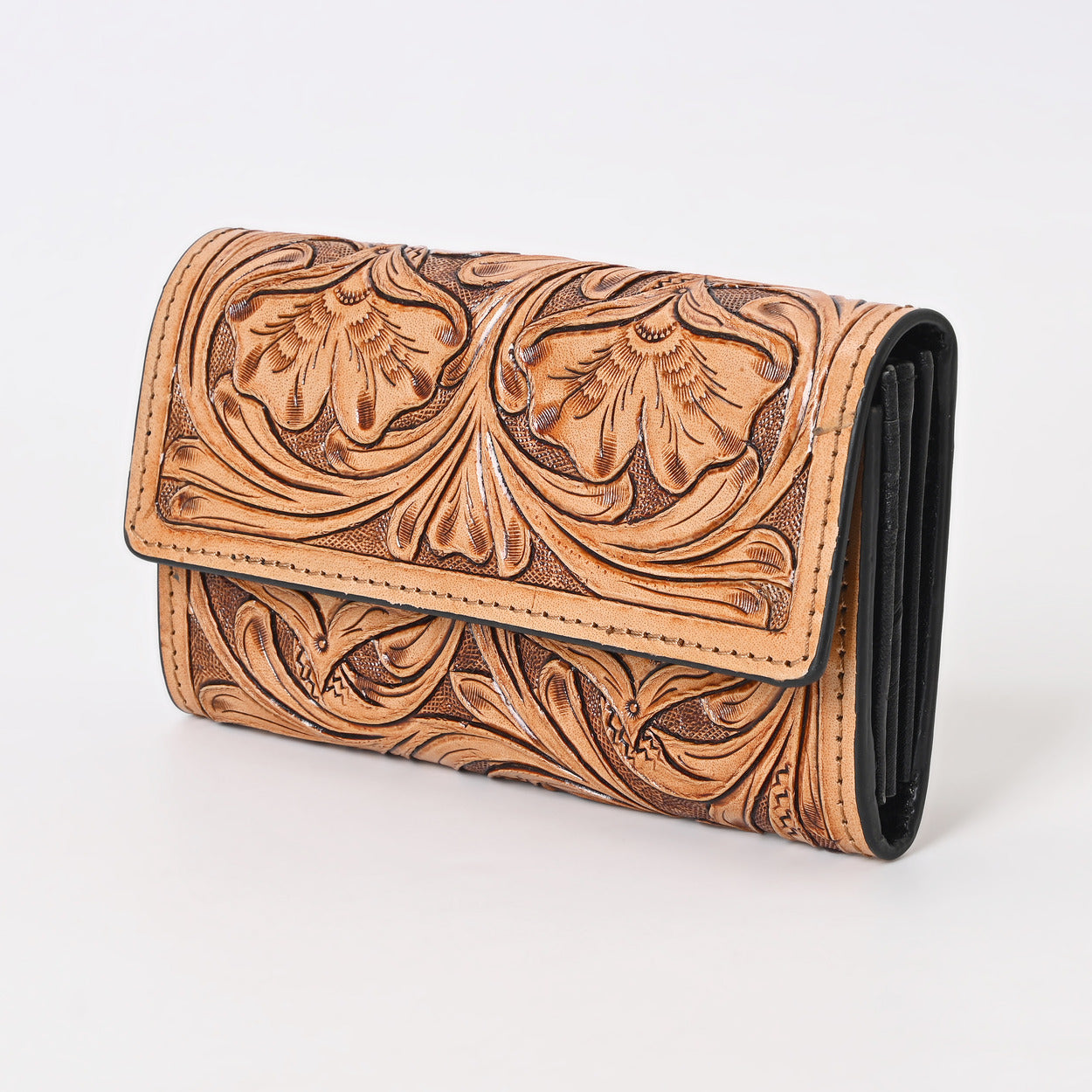 Rayna Tan Tooled Trifold Wallet