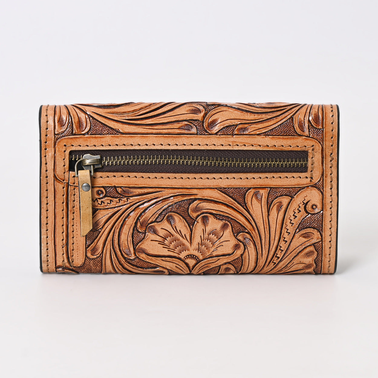 Rayna Tan Tooled Trifold Wallet