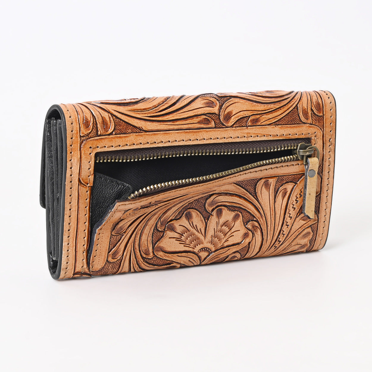 Rayna Tan Tooled Trifold Wallet