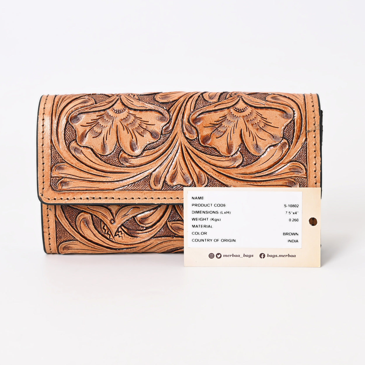 Rayna Tan Tooled Trifold Wallet