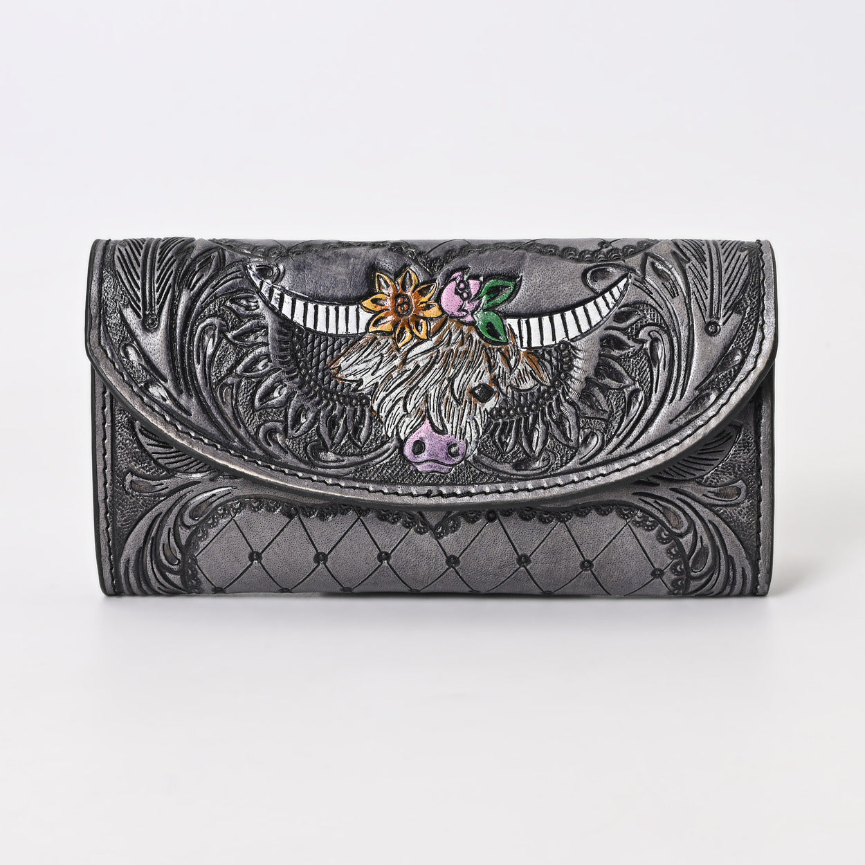 Calm Longhorn Tooled Wallet