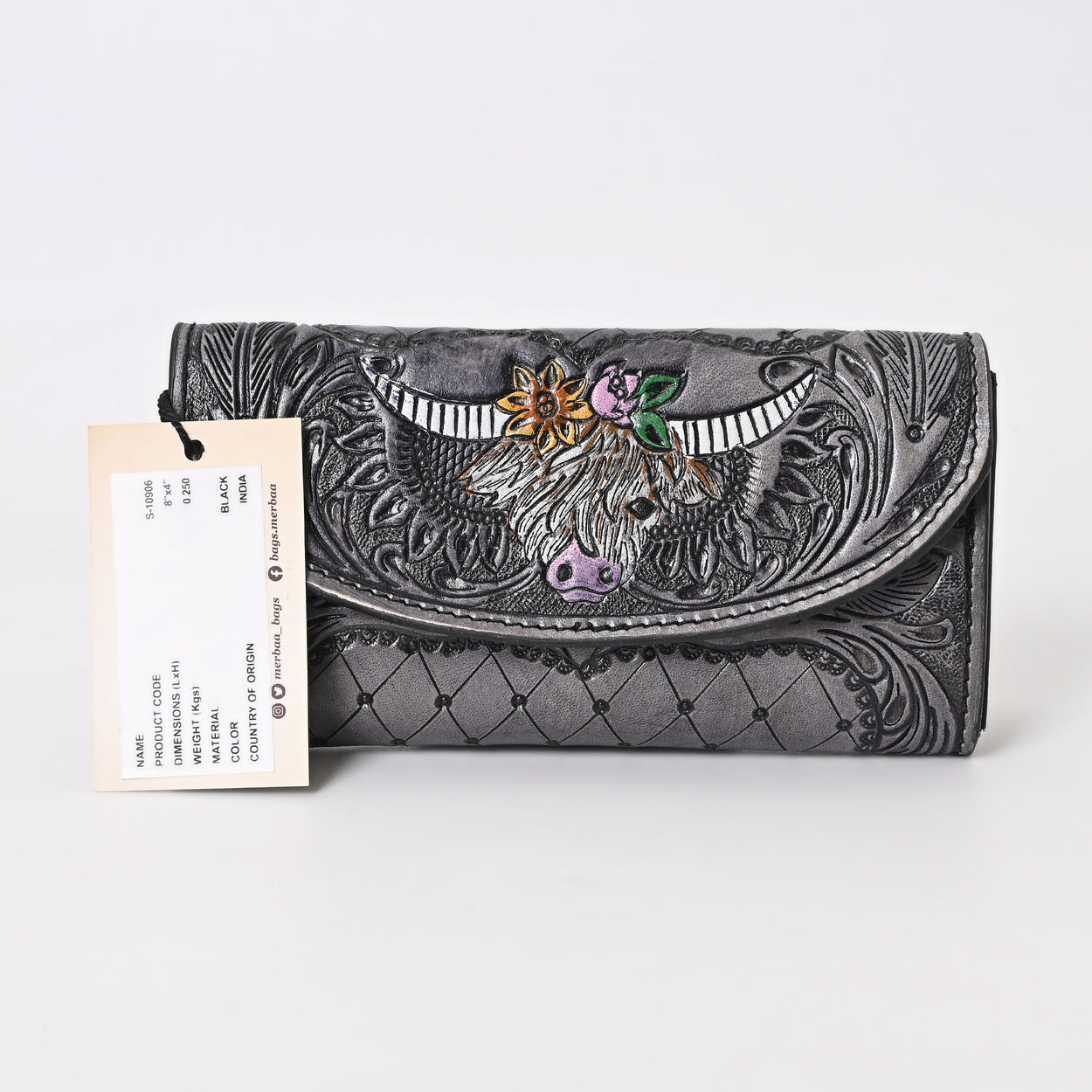 Calm Longhorn Tooled Wallet