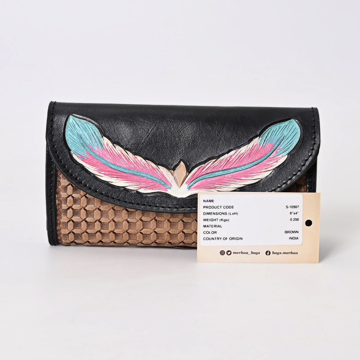 Sky Leaf Tooled Wallet