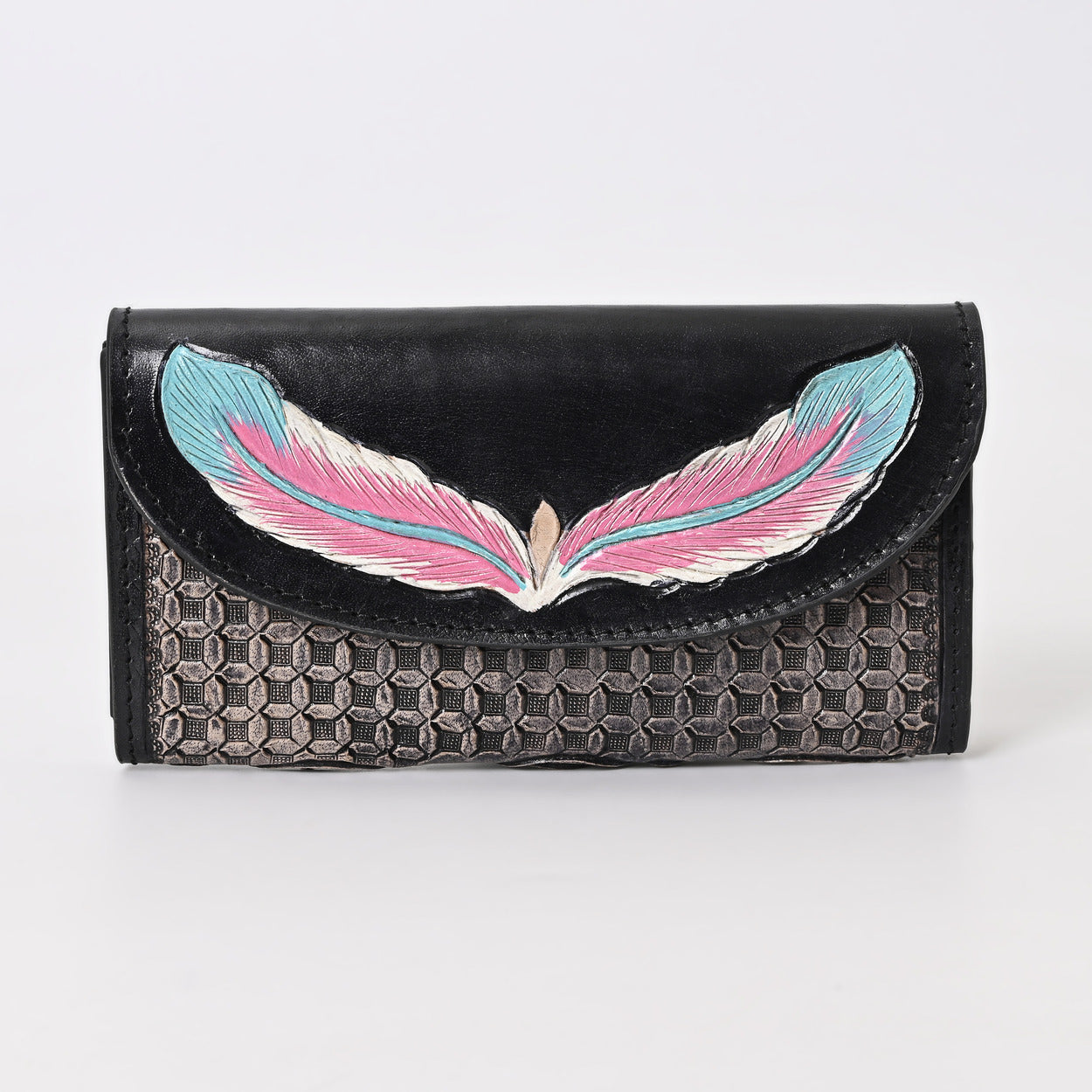 Sky Leafblack Tooled Wallet