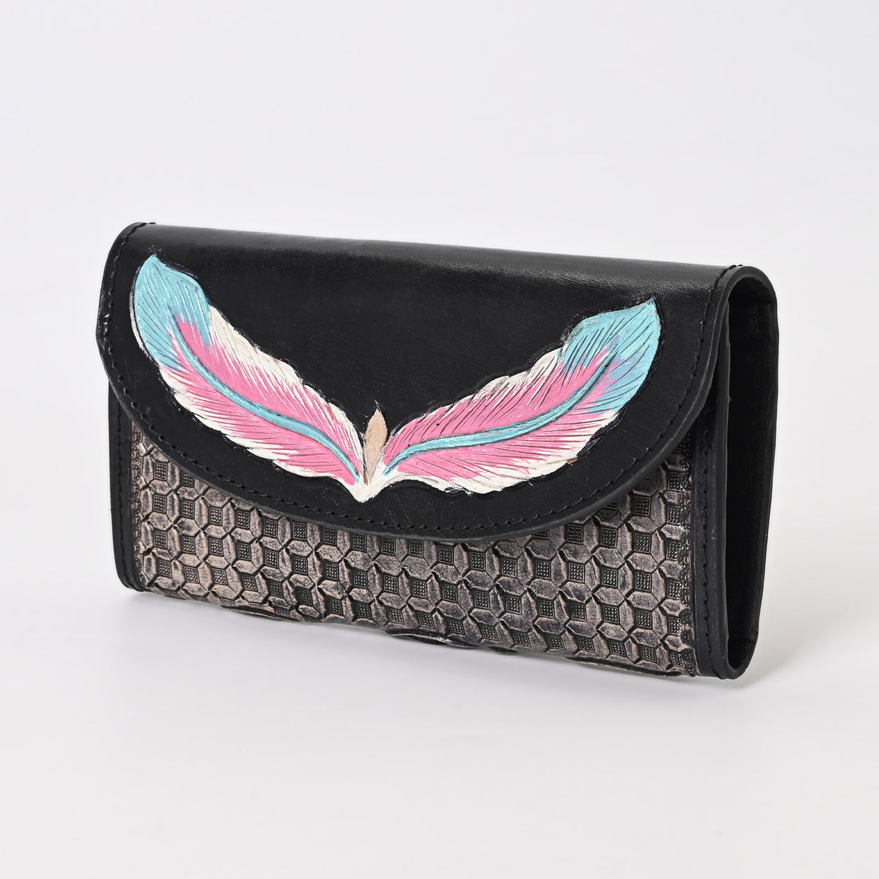 Sky Leafblack Tooled Wallet
