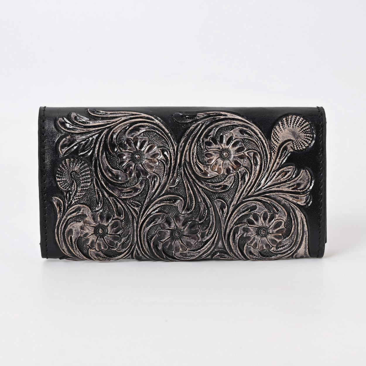 Sky Leafblack Tooled Wallet