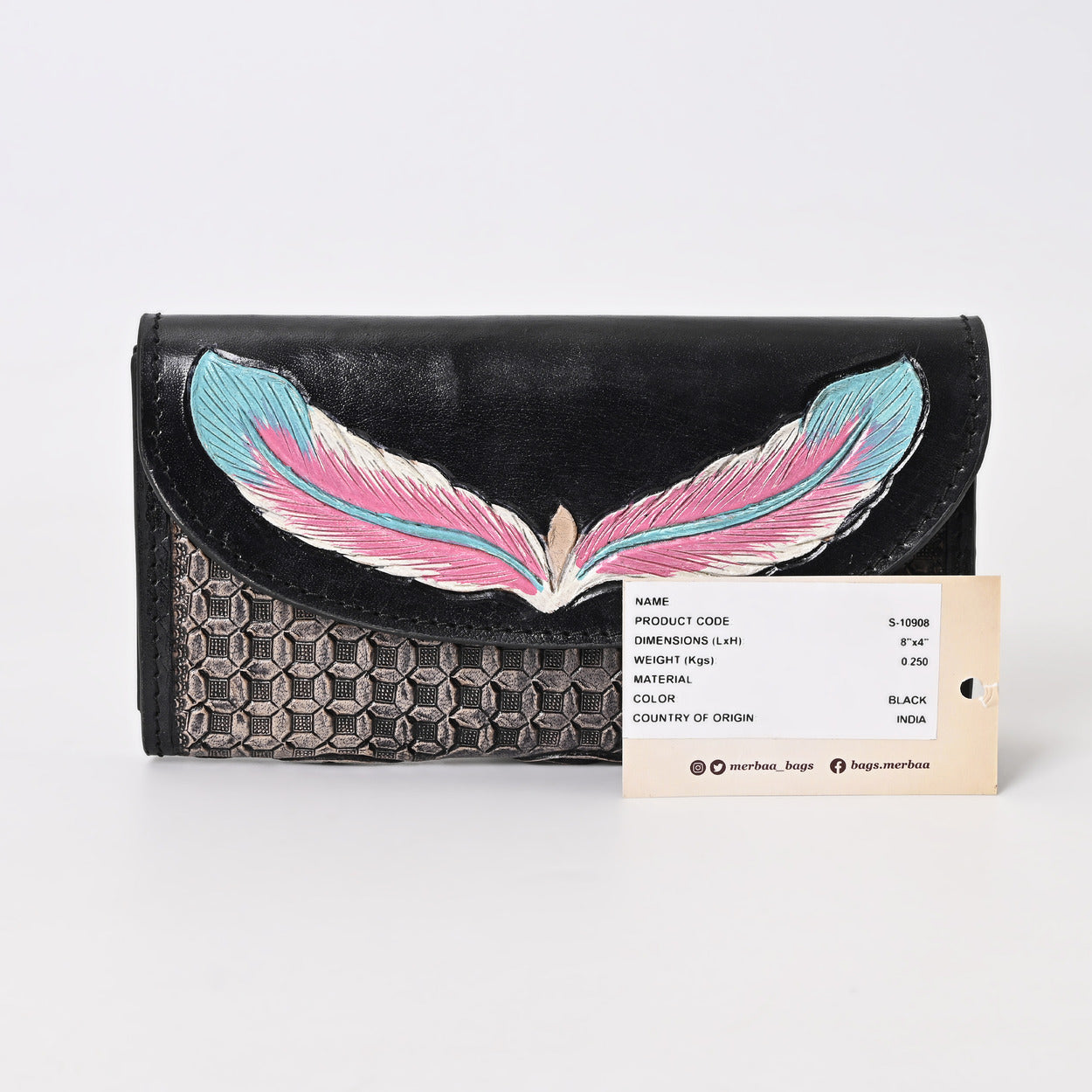 Sky Leafblack Tooled Wallet