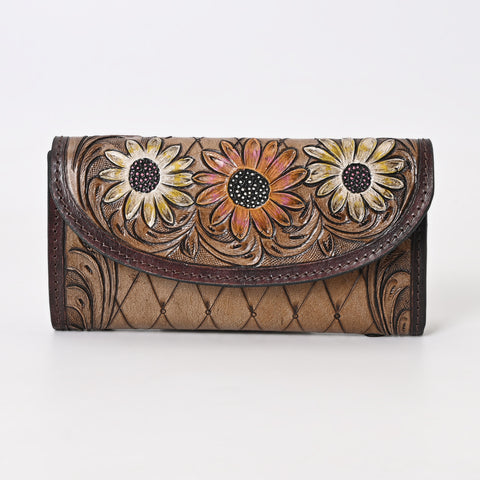 Cutie Brown Flower Tooled Wallet