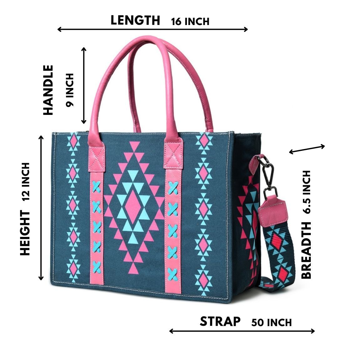 Merbaa Aztec Print Canvas tote bags (BIG)