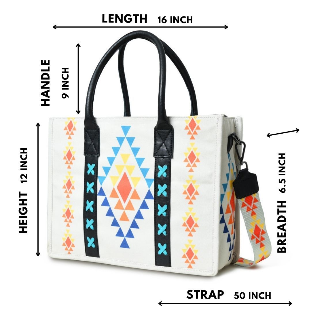 Merbaa Aztec Print Canvas tote bags (BIG)