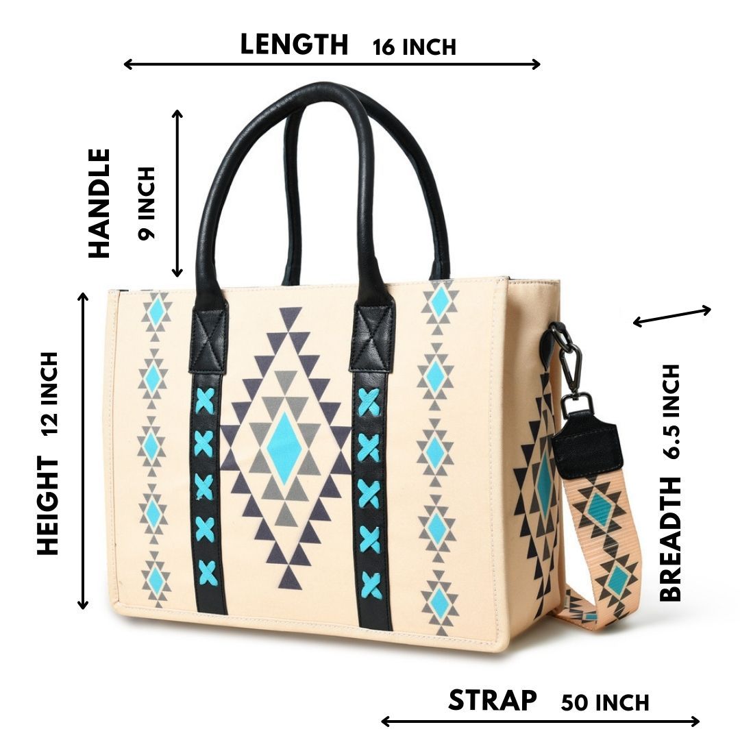 Merbaa Aztec Print Canvas tote bags (BIG)