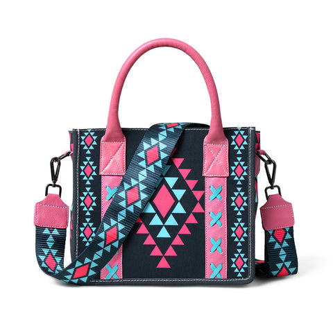 Aztec Print Canvas Tote Bag (Small) with Adjustable Strap