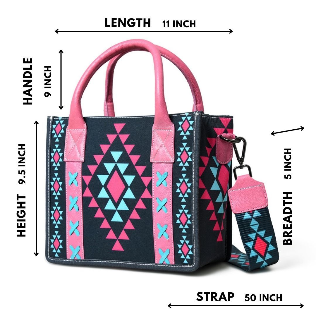 Merbaa Aztec Print Canvas tote bags (SMALL)