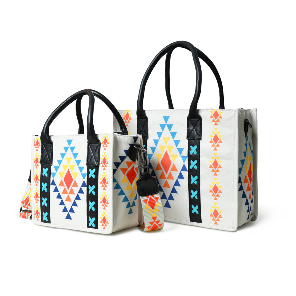 Merbaa Aztec Print Canvas tote bags (SMALL)