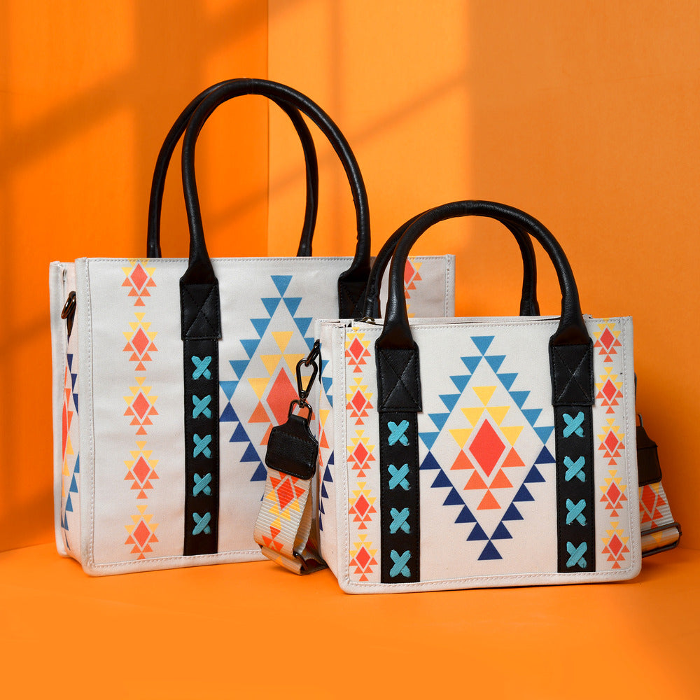 Merbaa Aztec Print Canvas tote bags (SMALL)