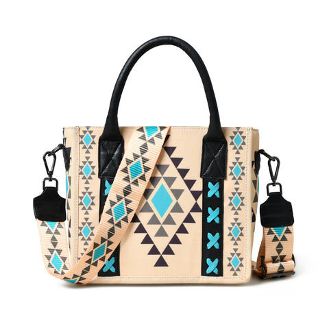 Aztec Print Canvas Tote Bag (Small) with Adjustable Strap