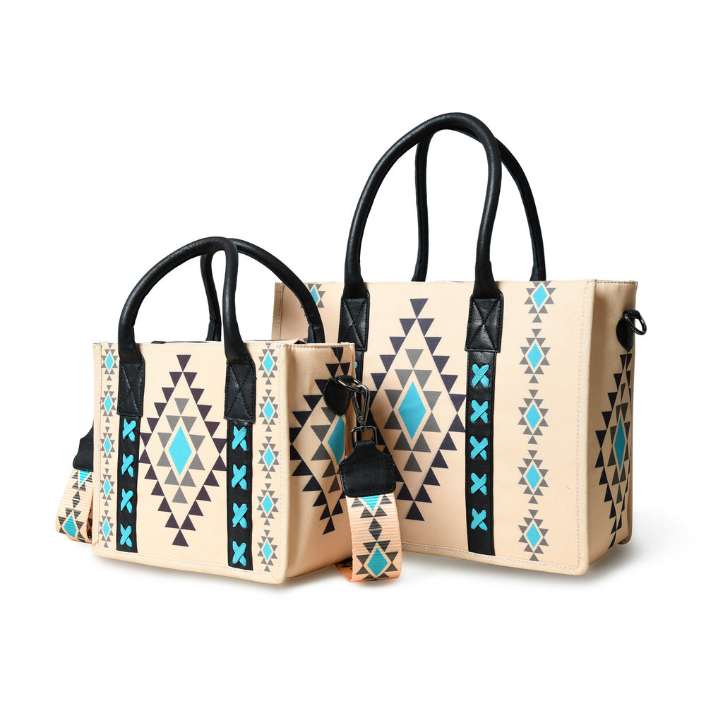 Merbaa Aztec Print Canvas tote bags (SMALL)