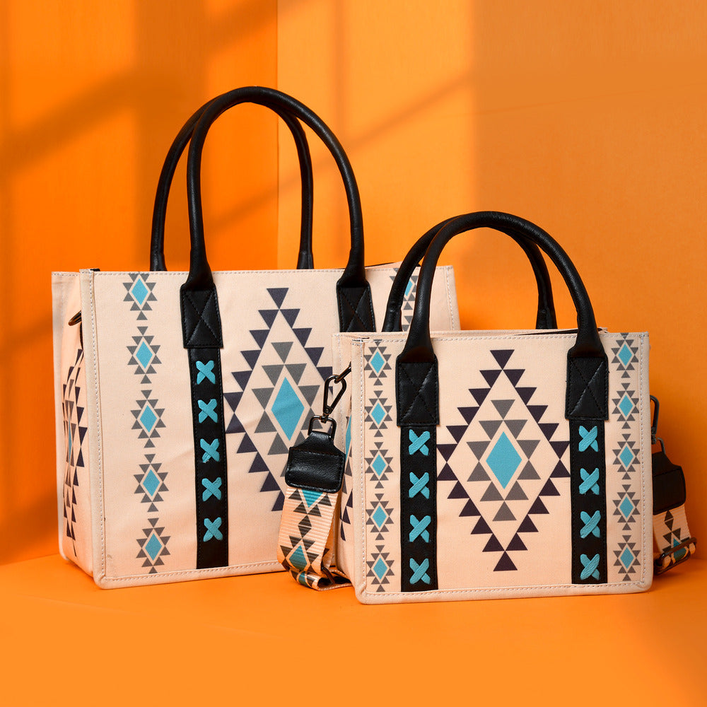 Merbaa Aztec Print Canvas tote bags (SMALL)