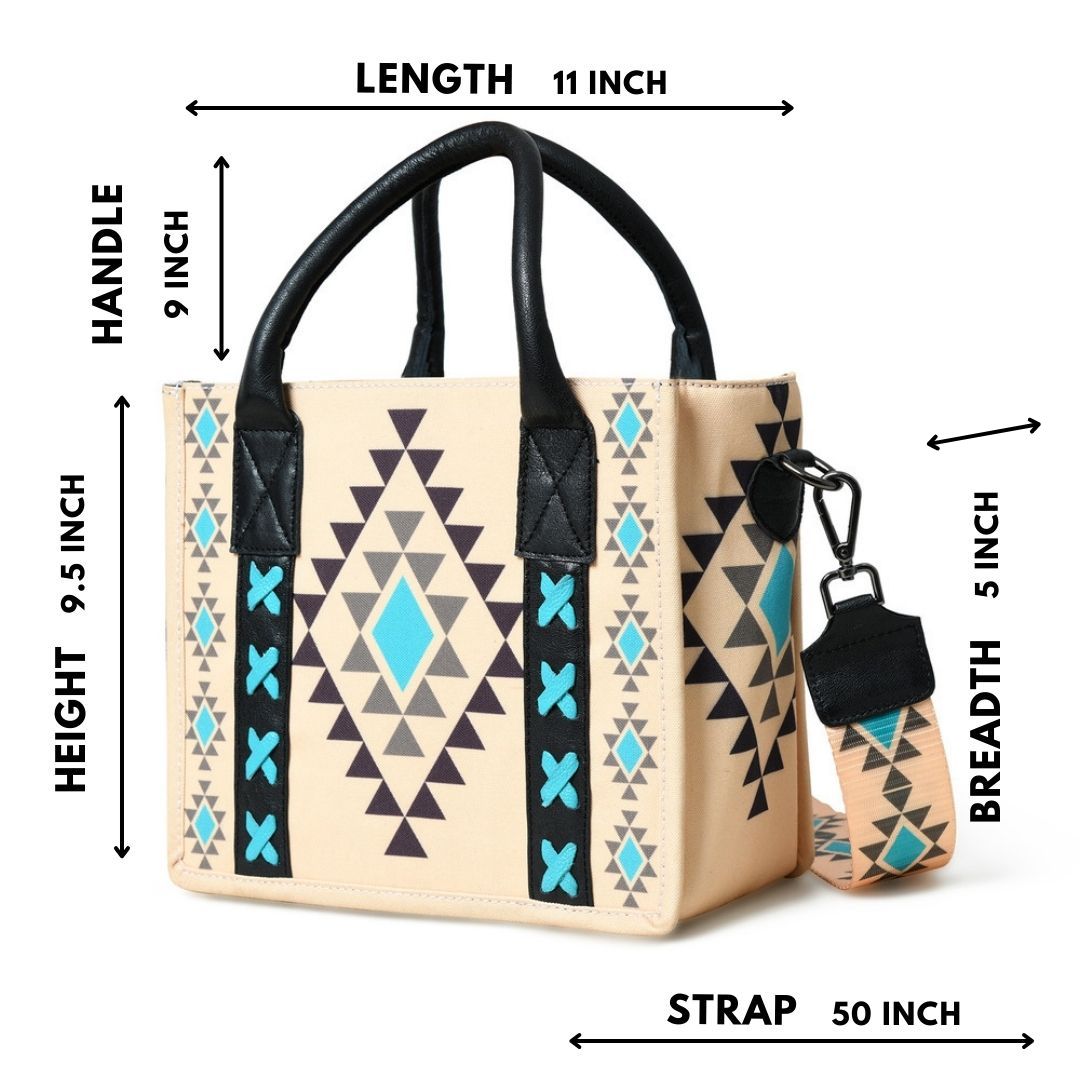 Merbaa Aztec Print Canvas tote bags (SMALL)