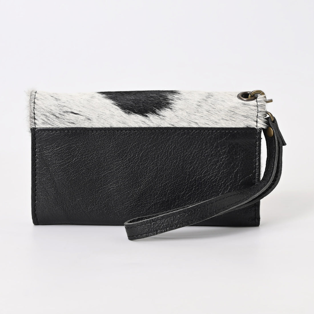 Nester Cowhide Tooled Trifold Wallet Black