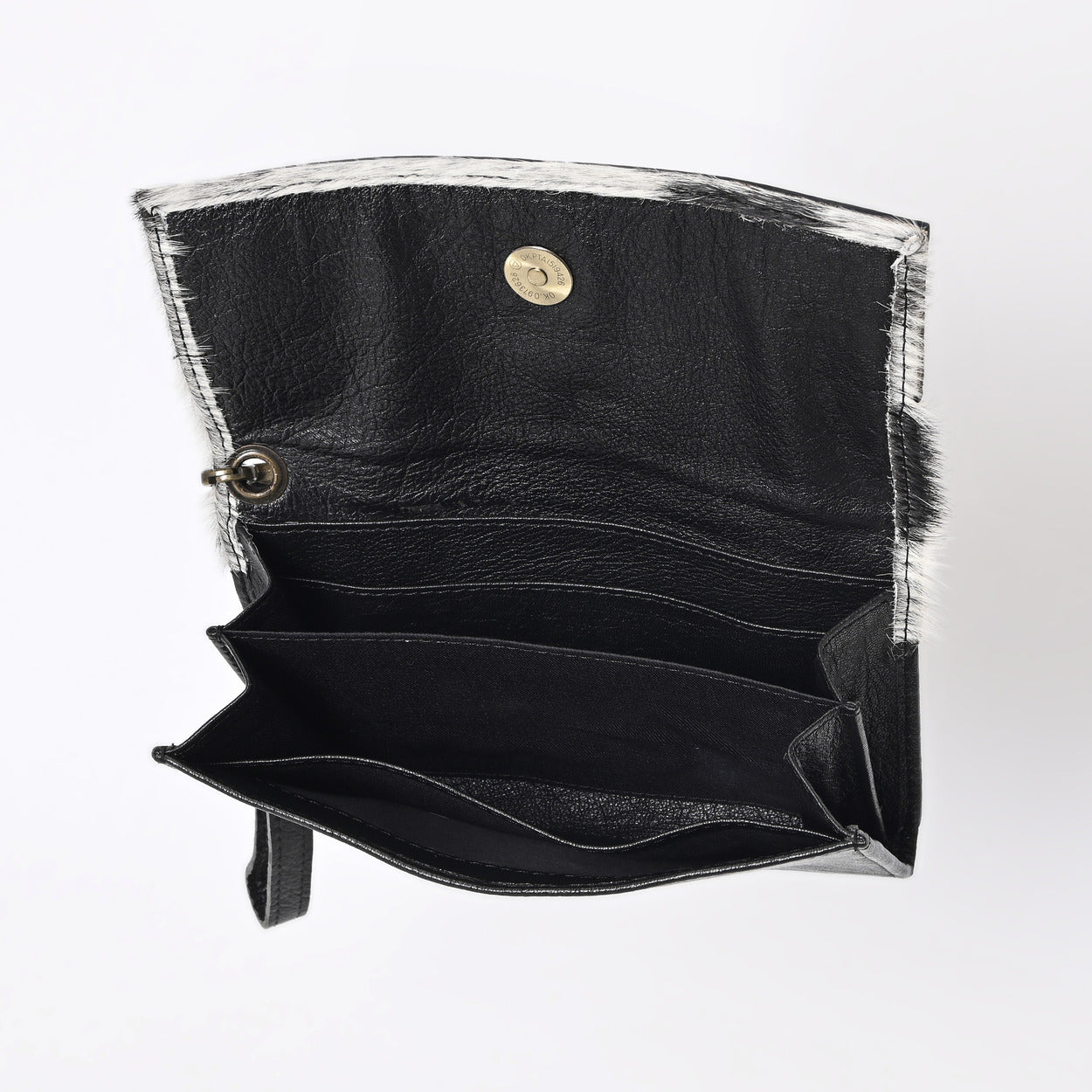 Nester Cowhide Tooled Trifold Wallet Black