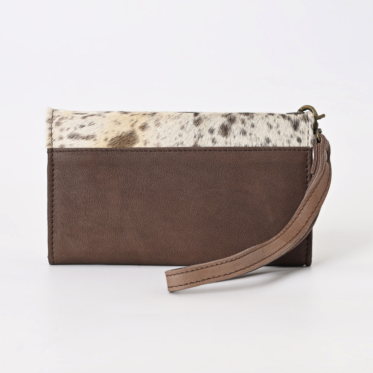 Nester Cowhide Tooled Trifold Wallet Brown