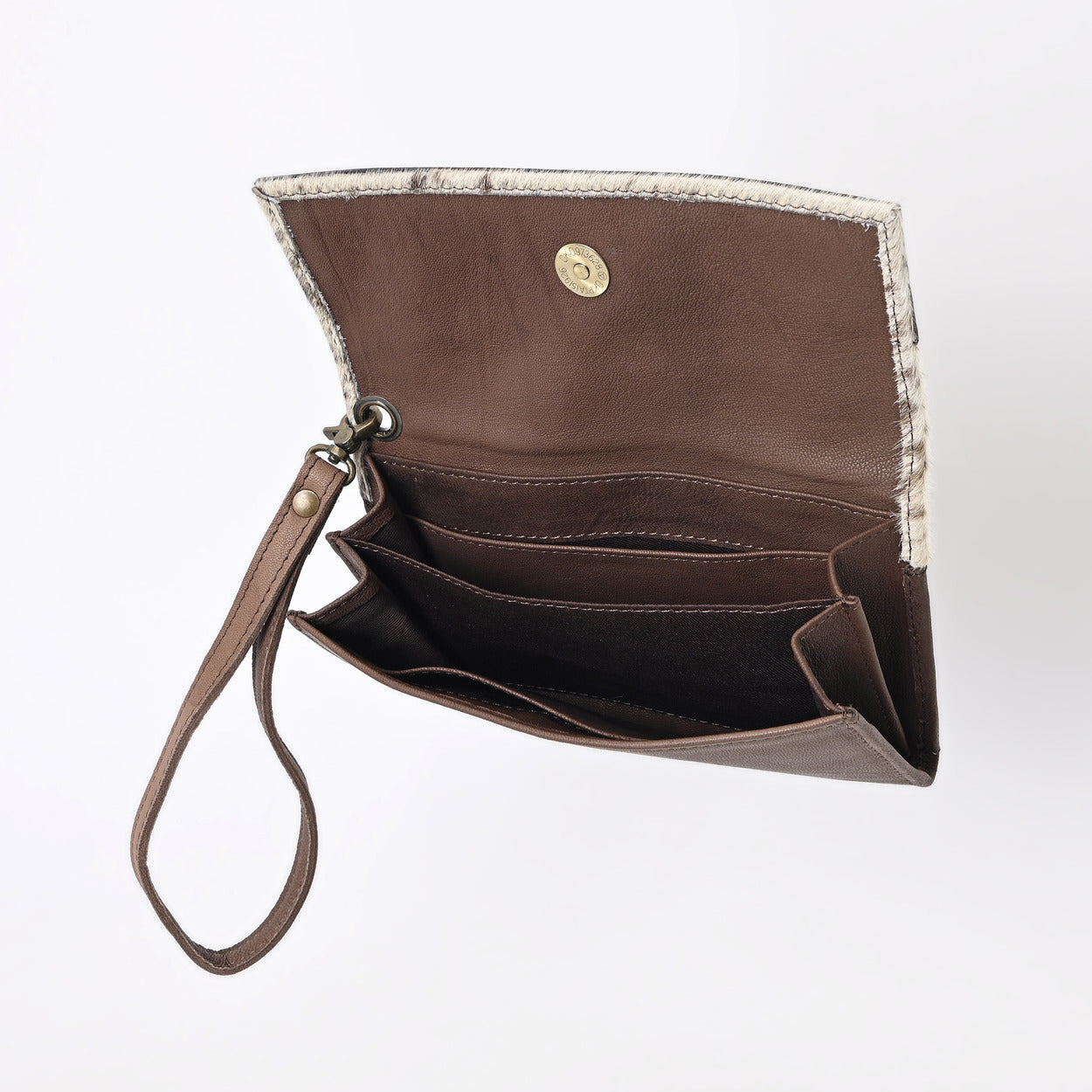 Nester Cowhide Tooled Trifold Wallet Brown