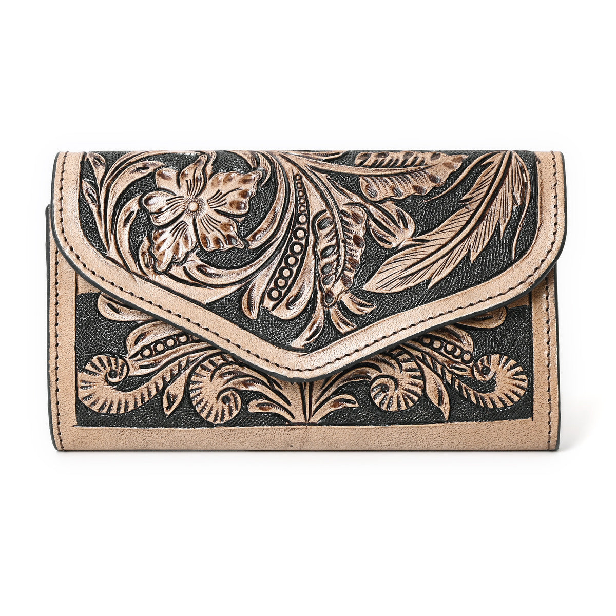 Brown Splash Handcarved Wallet