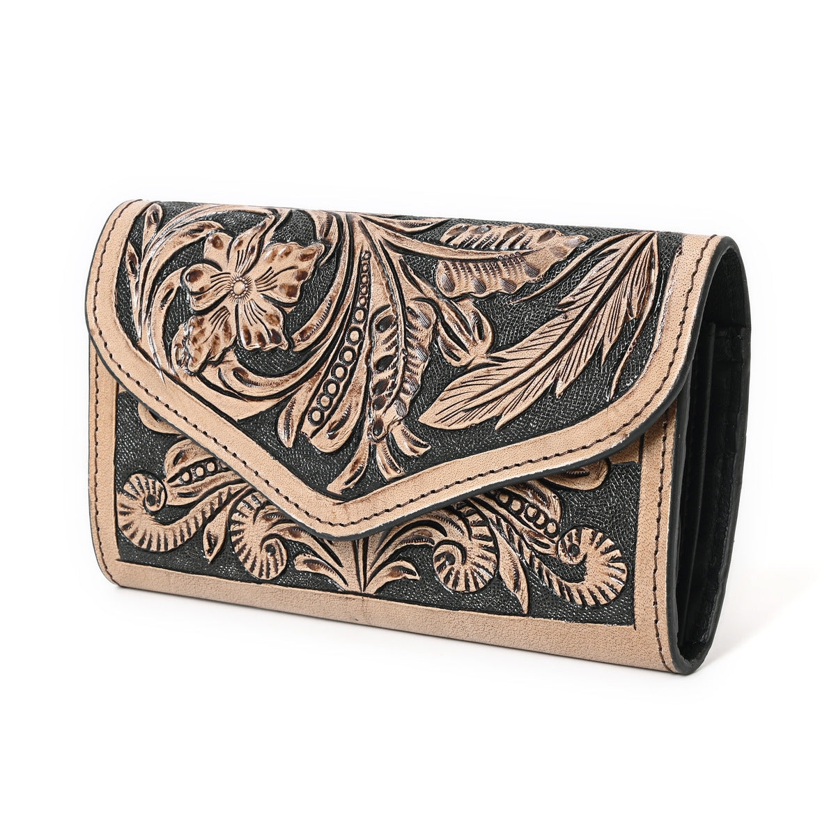 Brown Splash Handcarved Wallet